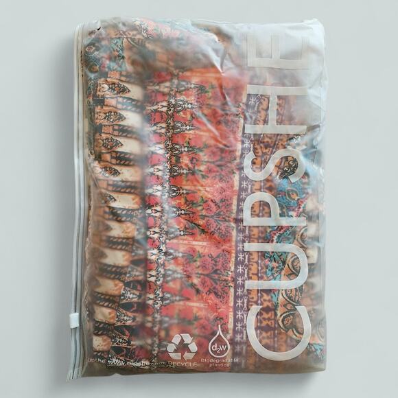 CUPSHE Maxi Dress V Neck Boho Flutter Sleeve Smocked Slit A Line - NWT - Sz L - Picture 4 of 5